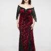 Robe de mariée sirène en velours jacquard rouge