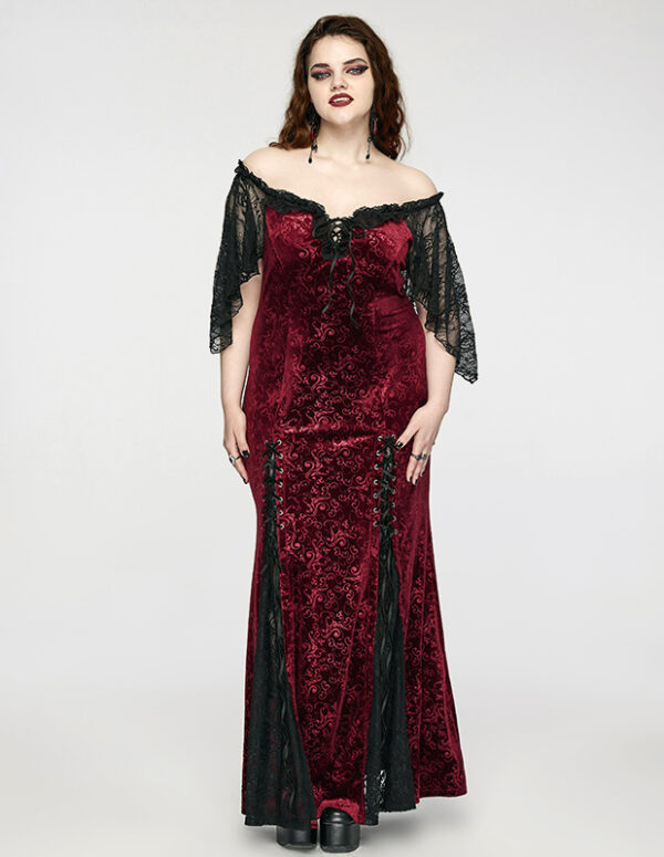 Robe de mariée sirène en velours jacquard rouge