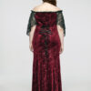 Robe de mariée sirène en velours jacquard rouge