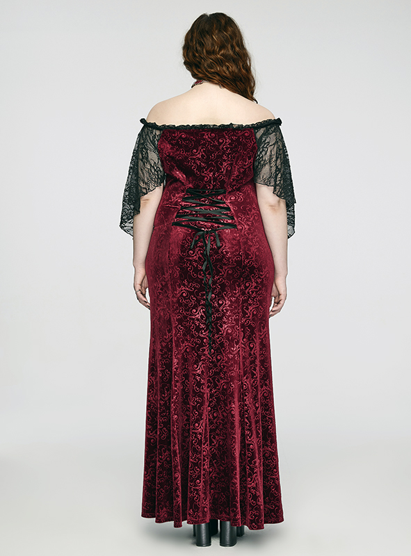 Robe de mariée sirène en velours jacquard rouge