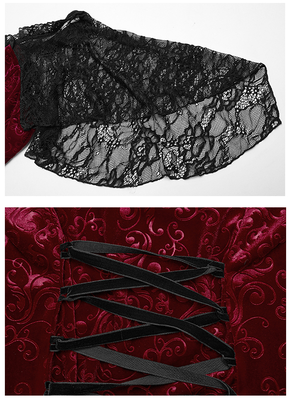 Robe de mariée sirène en velours jacquard rouge