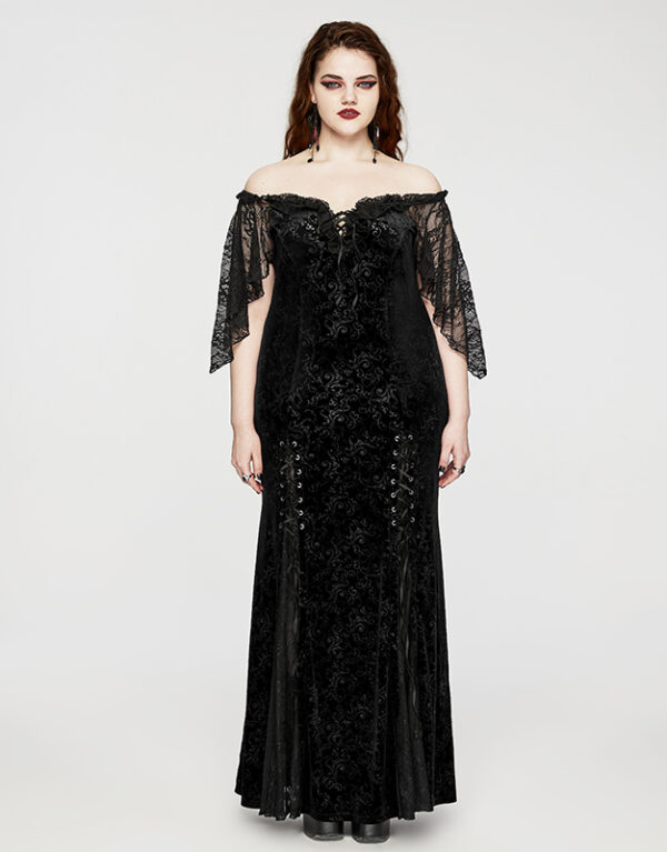 Robe de mariée sirène en velours jacquard noir