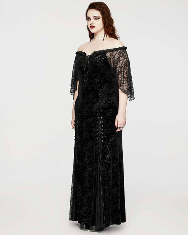 Robe de mariée sirène en velours jacquard noir