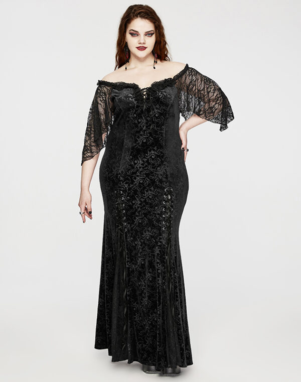 Robe de mariée sirène en velours jacquard noir