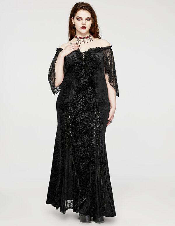 Robe de mariée sirène en velours jacquard noir
