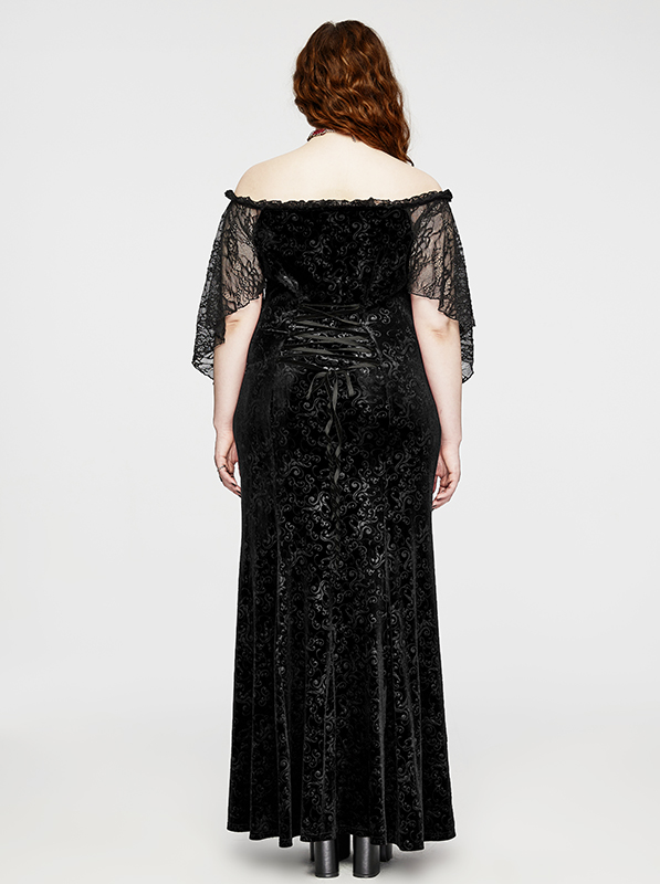 Robe de mariée sirène en velours jacquard noir