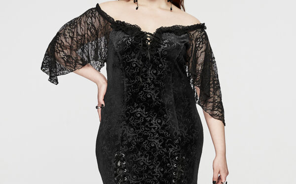 Robe de mariée sirène en velours jacquard noir