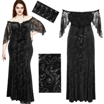 Robe de mariée sirène en velours jacquard noir