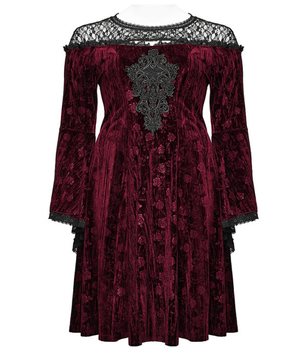 Robe évasée en velours à roses rouges Robe évasée en velours à roses rouges