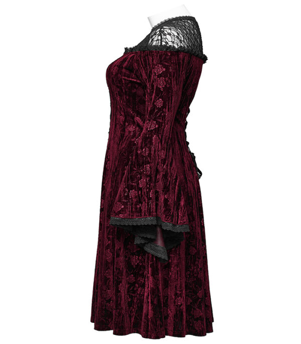 Robe évasée en velours à roses rouges Robe évasée en velours à roses rouges