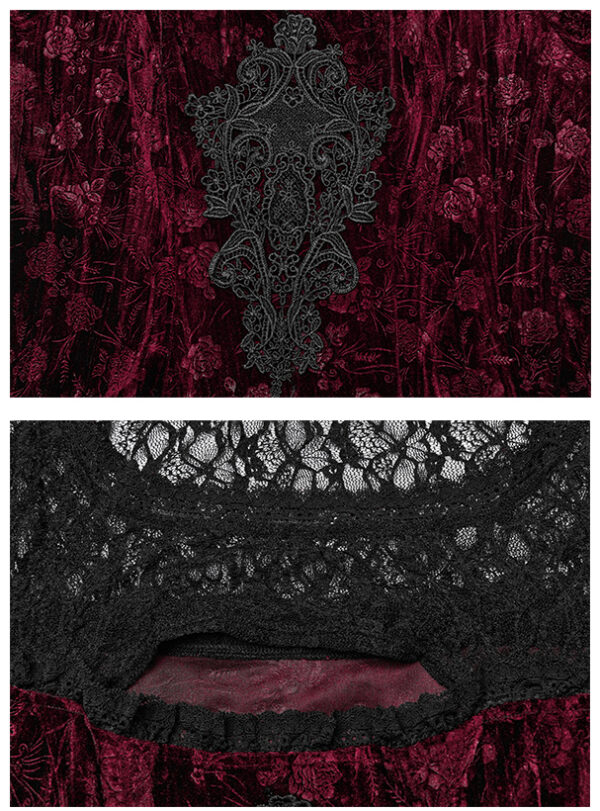 Robe évasée en velours à roses rouges Robe évasée en velours à roses rouges