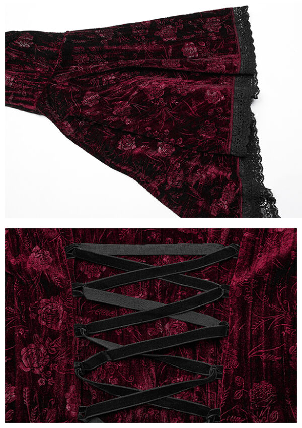 Robe évasée en velours à roses rouges Robe évasée en velours à roses rouges