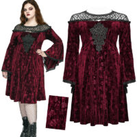 Robe gothique lolita roses rouge grande taille DQ-733-BK-RD.