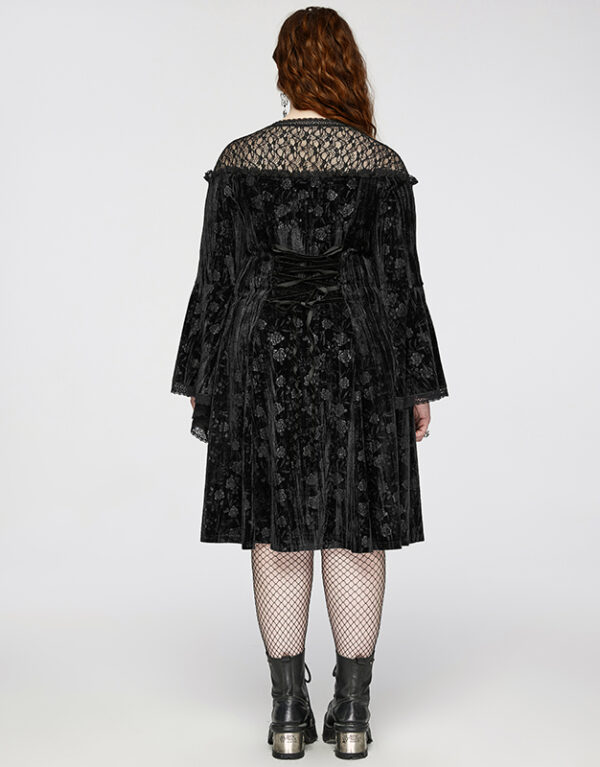 Robe évasée en velours à roses noires Robe évasée en velours à roses noires