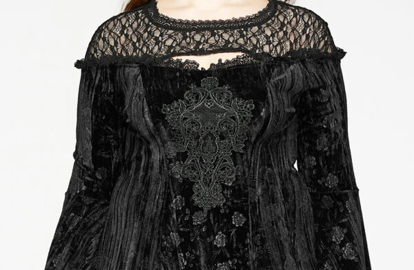 Robe évasée en velours à roses noires Robe évasée en velours à roses noires