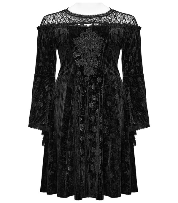 Robe évasée en velours à roses noires Robe évasée en velours à roses noires