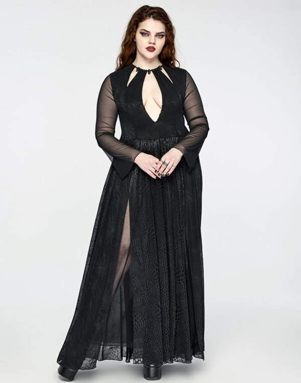 Robe longue à dentelle toile d’araignée et crânes Robe longue à dentelle toile d’araignée et crânes
