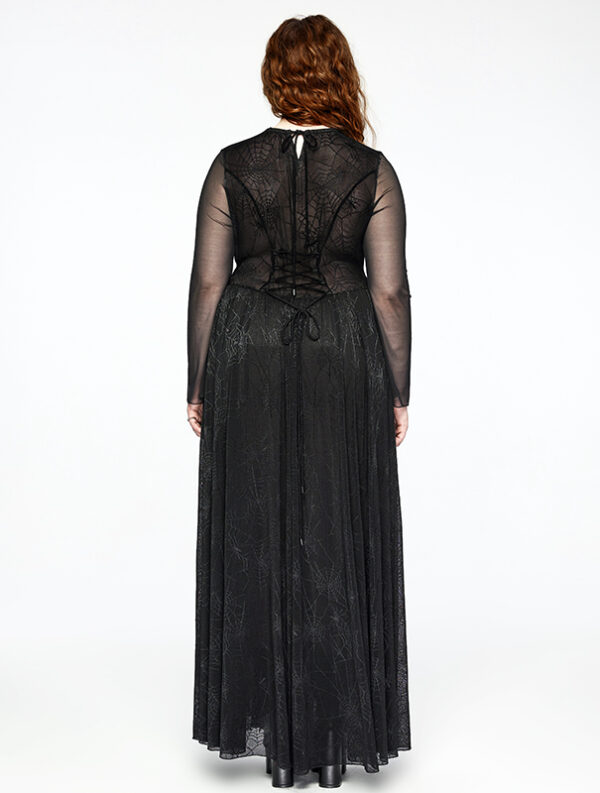 Robe longue à dentelle toile d’araignée et crânes Robe longue à dentelle toile d’araignée et crânes