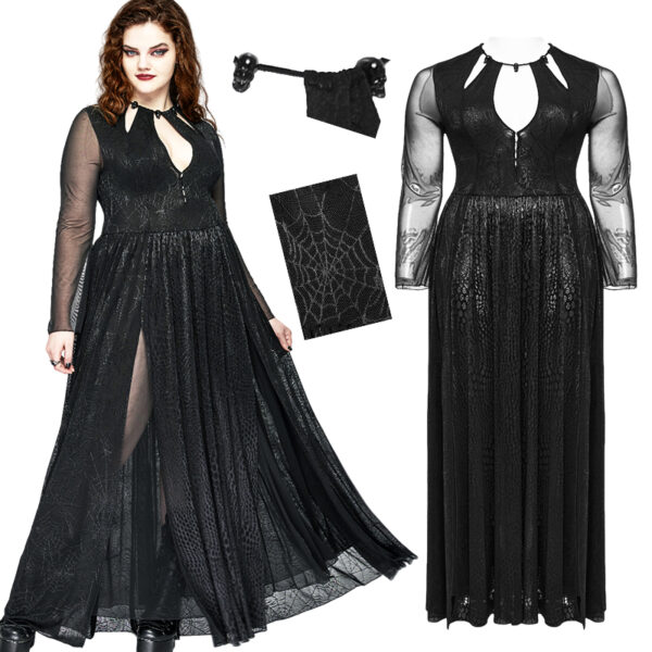 Robe longue à dentelle toile d’araignée et crânes Robe longue à dentelle toile d’araignée et crânes