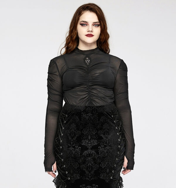 Haut en voilage brodé à fronces