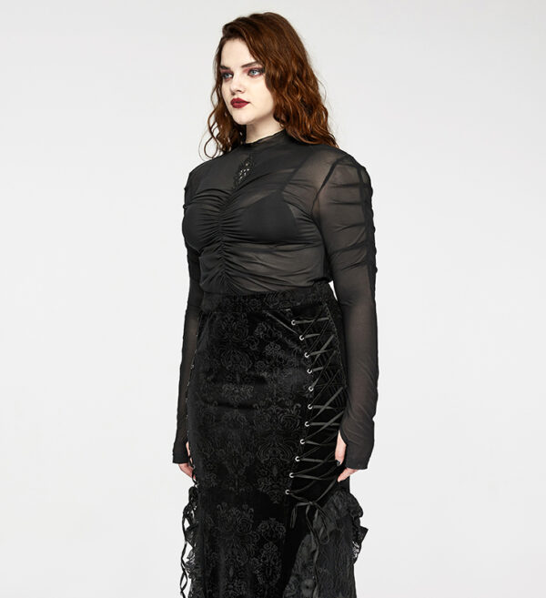 Haut en voilage brodé à fronces