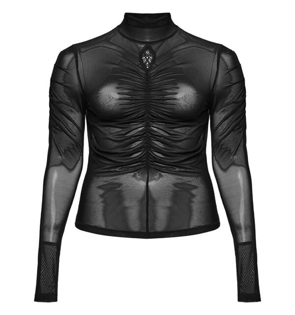 Haut en voilage brodé à fronces