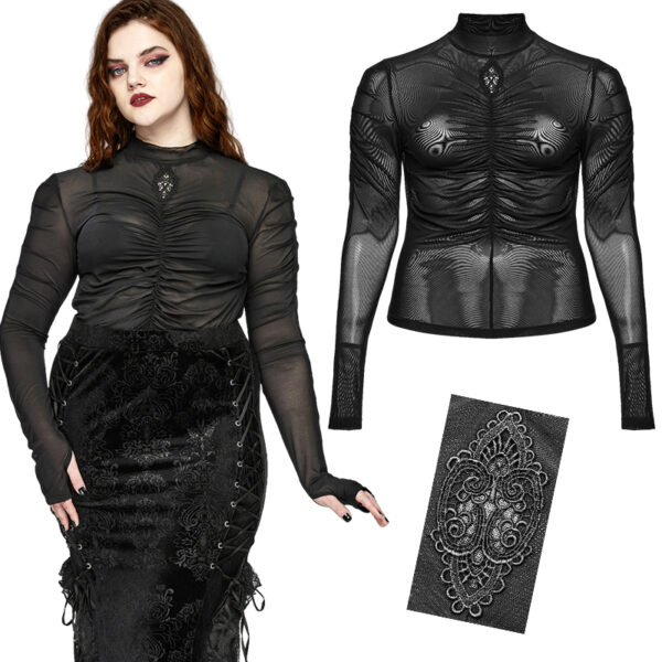 Haut en voilage brodé à fronces