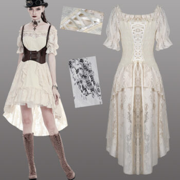 Robe corset hi-low brodée à effet vintage