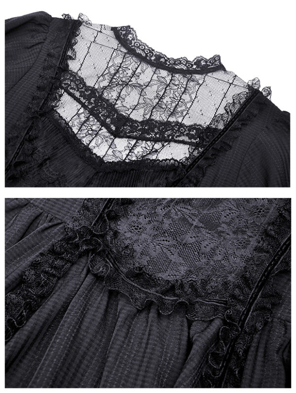 Robe évasée jacquard à dentelle et croix