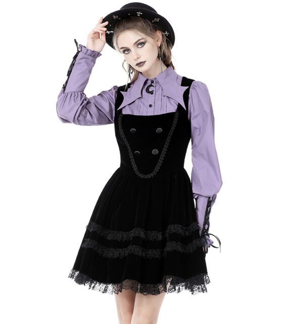 Robe évasée à bretelles en velours Robe évasée à bretelles en velours