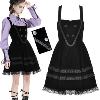 Robe évasée à bretelles en velours