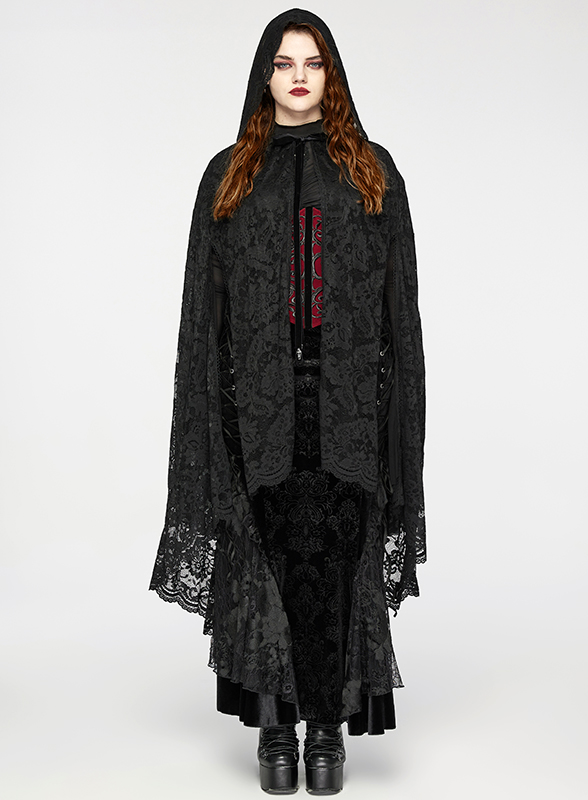 Cape à capuche en dentelle