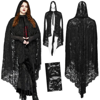 Cape à capuche en dentelle