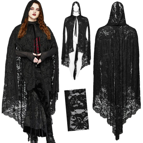 Cape à capuche en dentelle