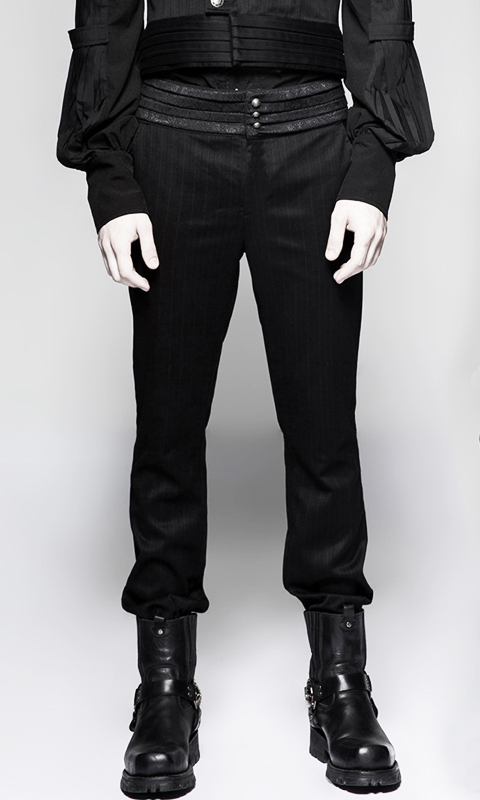 Pantalon de costume rayé à ceinture plissée Pantalon de costume rayé à ceinture plissée