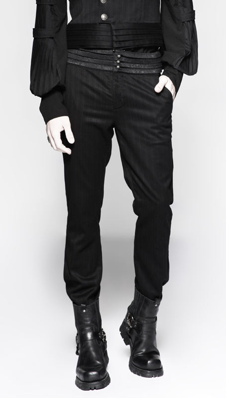 Pantalon de costume rayé à ceinture plissée Pantalon de costume rayé à ceinture plissée