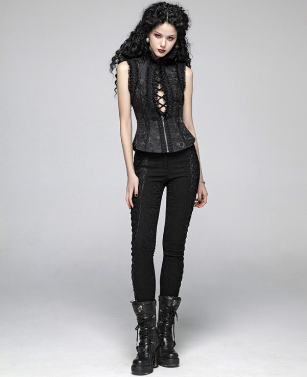 Gilet corset jacquard à collerette en dentelle Gilet corset jacquard à collerette en dentelle