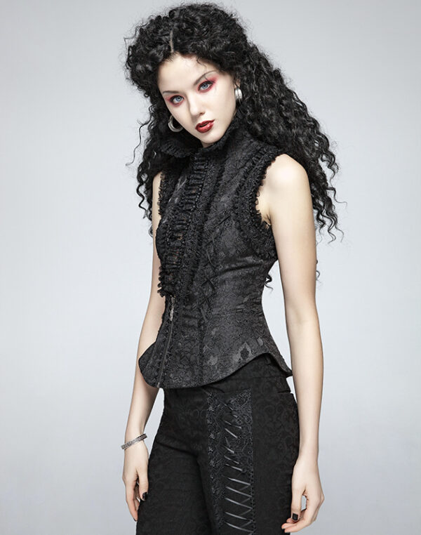 Gilet corset jacquard à collerette en dentelle Gilet corset jacquard à collerette en dentelle