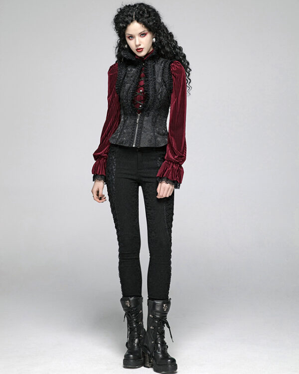 Gilet corset jacquard à collerette en dentelle Gilet corset jacquard à collerette en dentelle