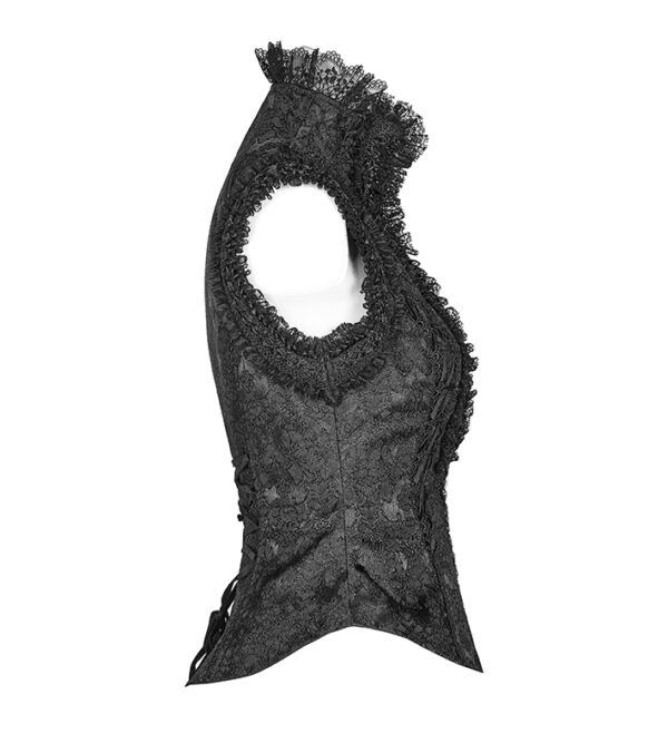 Gilet corset jacquard à collerette en dentelle Gilet corset jacquard à collerette en dentelle