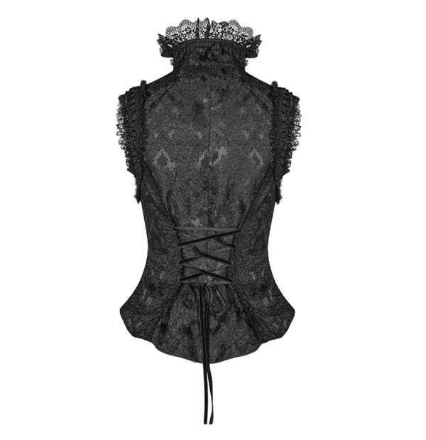 Gilet corset jacquard à collerette en dentelle Gilet corset jacquard à collerette en dentelle