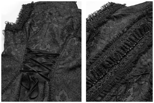 Gilet corset jacquard à collerette en dentelle Gilet corset jacquard à collerette en dentelle