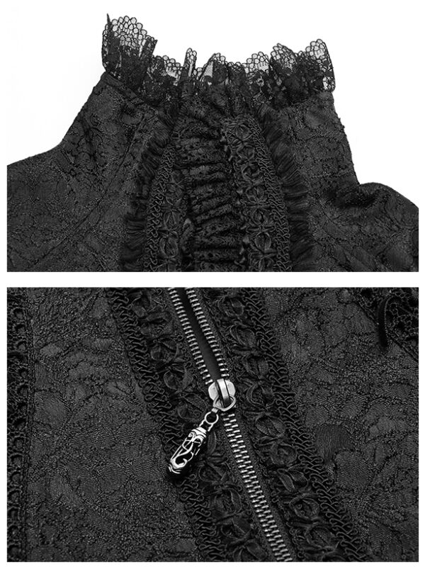 Gilet corset jacquard à collerette en dentelle Gilet corset jacquard à collerette en dentelle