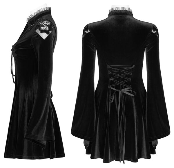 Robe en velours à plastron brodé et ruban