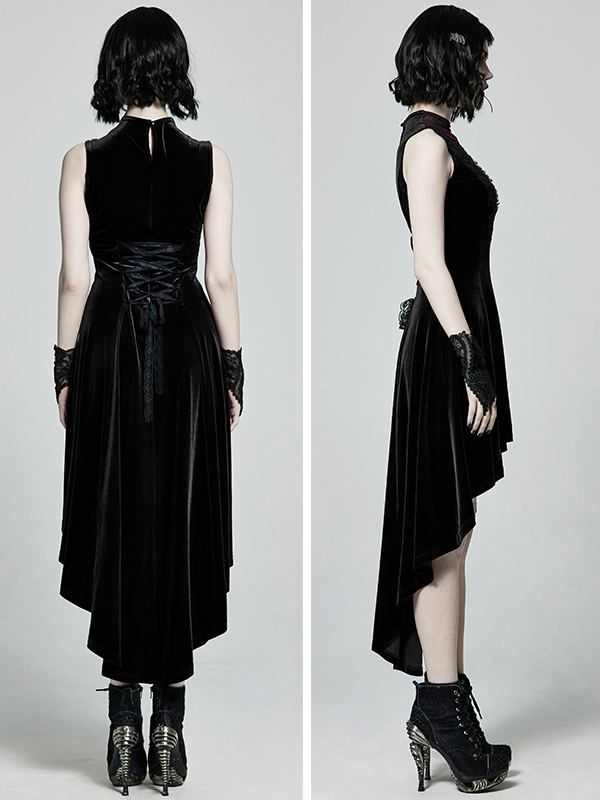 Robe en velours avec traîne Noire