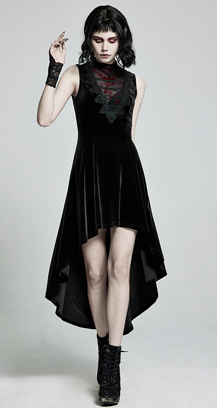 Robe en velours avec traîne Noire