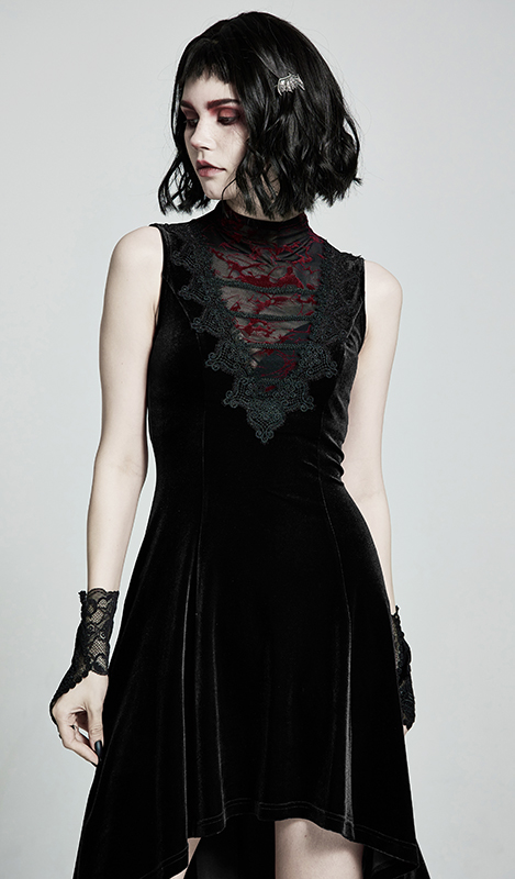 Robe en velours avec traîne Noire