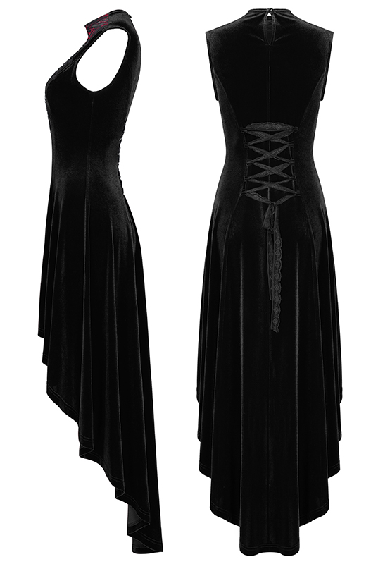 Robe en velours avec traîne Noire