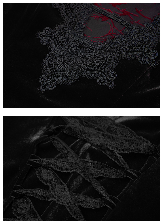 Robe en velours avec traîne Noire