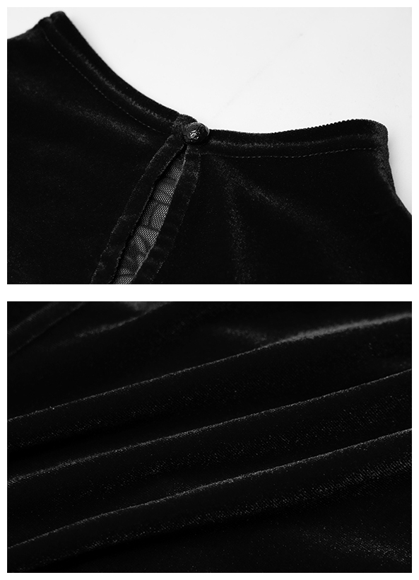 Robe en velours avec traîne Noire